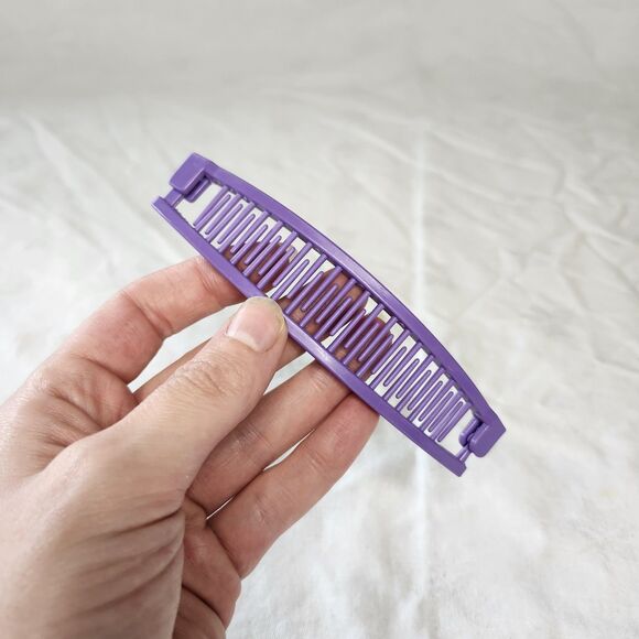Vintage 80s Banana Clip Hair Accessory Colorful Claws 5" Purple Made in USA - Picture 6 of 6